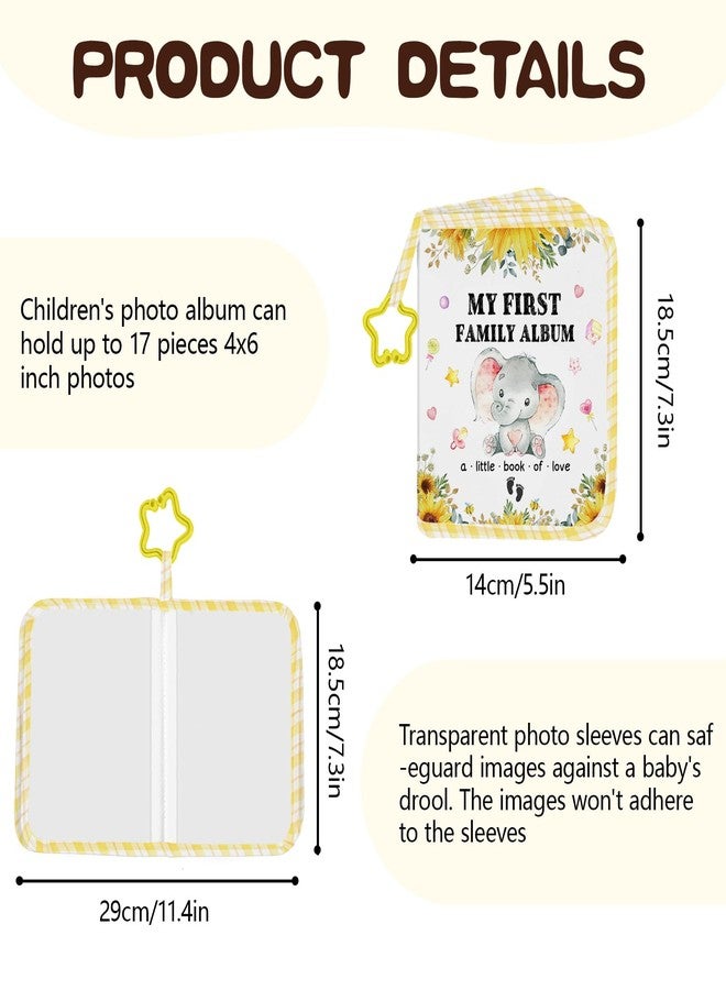 Vorruil My First Family Soft Photo Album, Elephant Cloth Photo Book Memory Keepsake Shower, First Year Gift Pictures Holds for Newborn 5.5x7inches - Image 2